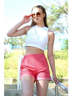 MTM My The Mall Giyim Şort Crop Kırmızı Takım