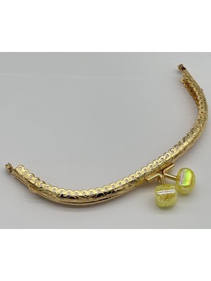 Angel Çanta Aksesuar 15.5 cm Light Gold Oval Cüzdan Çanta Klipsi Bursu Sarı