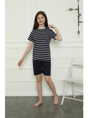 MTM My The Mall Giyim Kız Çocuk Penye Şortlu Pijama Takım Lacivert