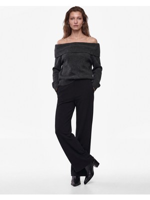 Koton Normal Bel Straight Fit Geniş Paça Kumaş Pantolon
