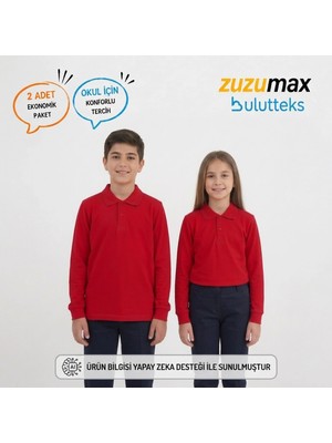 Bulut Teks Okullu Kırmızı Uzun Kollu Polo Yaka Okul Tişörtü – Çocuk ve Genç Okul Üniforması