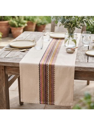 Destiva Home Renkli Örme Dantel Detaylı Pamuklu Dekoratif Masa Runner 40X130 cm