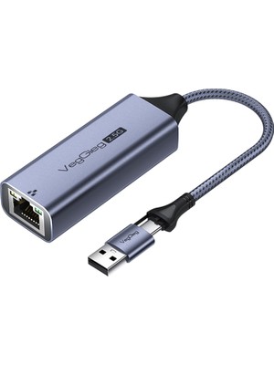 Kahveci Elektronik Store Usb-A ve Type-C 2.5g Gigabit Ethernet Dönüştürücü Adaptör