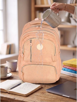 Gigi Luxe Unisex Su Geçirmez Çok Bölmeli Krinkıl Kumaş Okul Çantası Laptop Çantası