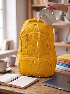 Gigi Luxe Unisex Su Geçirmez Çok Bölmeli Krinkıl Kumaş Okul Çantası Laptop Çantası