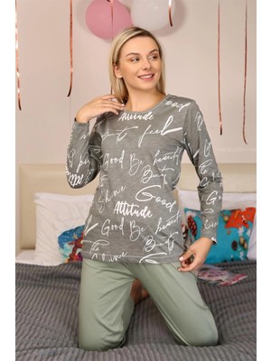 MTM My The Mall Kadın Uzun Kol Penye Pijama Takım Füme