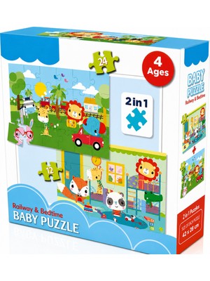 NW NessiWorld Baby Railway & Bedtime 2’si 1 Arada Puzzle