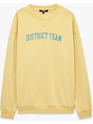 Koton Rahat Kalıp Uzun Kollu Üç Iplik Bisiklet Yaka Pamuklu Baskılı Sweatshirt