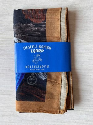 Modakaşmir Fırça Desenli Bambu Eşarp (Krem, Kahve ve Gri Tonlar)