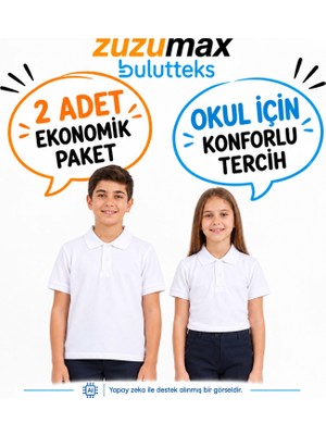 Bulut Teks Okullu 2'li Beyaz Kısa Kol Polo Yaka Okul Tişörtü – Çocuk ve Genç Okul Üniforması