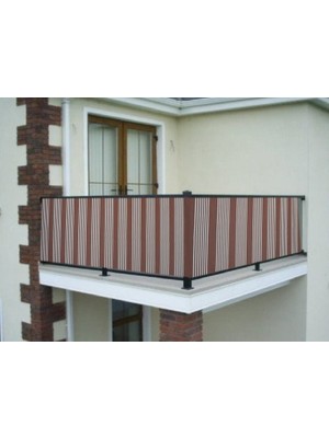 Ceylan Home Balkon Demiri Perdesi Bağcıklı  Kahverengi Ince Çizgili 300 x 80
