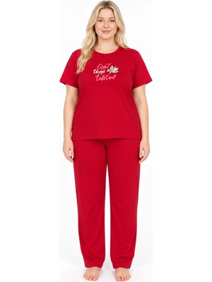 Sleeproom Büyük Beden Great Things Kırmızı Pijama Takımı
