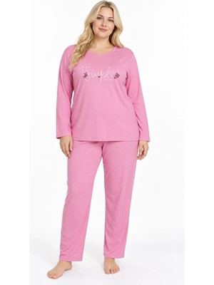Sleeproom Büyük Beden Mevsimlik Simple Pembe Pijama Takımı