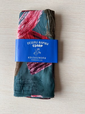 Modakaşmir Fırça Desenli Bambu Eşarp (Bordo, Siyah, Lajivert Tonlar)