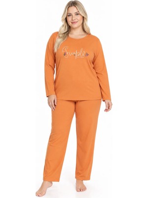 Sleeproom Büyük Beden Mevsimlik Simple Turuncu Pijama Takımı