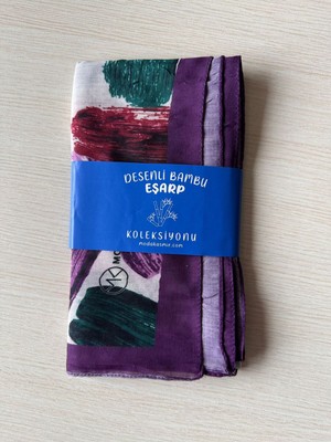Modakaşmir Fırça Desenli Bambu Eşarp (Bordo, Siyah, Lajivert Tonlar)