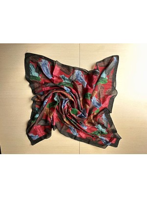 Modakaşmir Fırça Desenli Bambu Eşarp (Bordo, Siyah, Lajivert Tonlar)