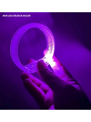 Pileli Store Mor LED Işıklı Baskı Yapılabilen Pilli Bileklik Bilezik 1,5 cm Genişlik (4887)