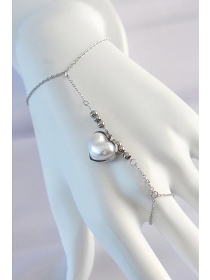 Pileli Store Pilelistore  316L Çelik Gümüş Renk Beyaz Bubble Kalp Tasarımlı Şahmeran