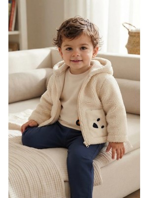 Tuffy Ekru Erkek Bebek Kuzu Polar Hırka Modeli