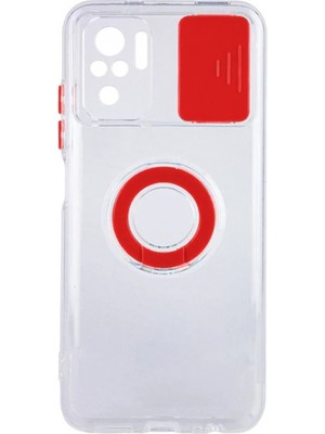 Northcity Ally Xiaomi Redmi Note 10 - 10S Kılıf Sürgülü Kamera Lens Korumalı Yüzük Standlı Silikon Kılıf