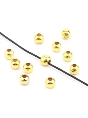 Mey İthalat Store 4 mm Sarı Kaplama Metal Boncuk, Demir Boncuk, 10 Gram (80-90 Adet)