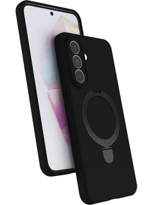 Mey İthalat Samsung Galaxy A37 ile Uyumlu Kılıf Magsafe ile Uyumlu Z-Samara Kapak Wireless Şarj Özellikli Stand Olabilen Galaxy A37 Kilif Siyah
