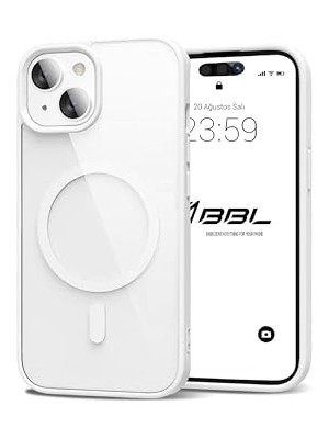 Mey İthalat Kamera, iPhone Için Kılıf Korumalı Magsafe Wireless Şarj Özellikli Şeffaf Renkli Kılıf (Iphone 13/14 Beyaz)