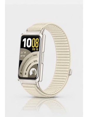 Mey İthalat Huawei Band 11/11 Pro ile Uyumlu Hasır Örgü Spor Cırtlı Naylon Kordon, Starlight
