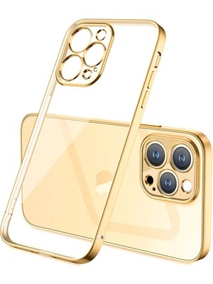 Northcity iPhone 13 Pro Max Renkli Kenar Şeffaf Kılıf Kamera Korumalı Silikon Kılıf