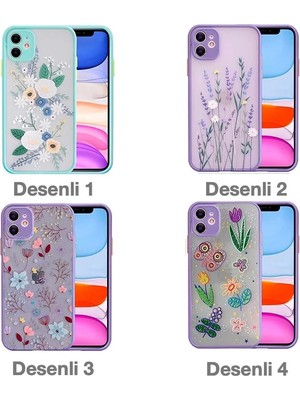 Northcity iPhone 12 6.1inç Kamera Korumalı Çiçek Desenli Silikon Kılıf