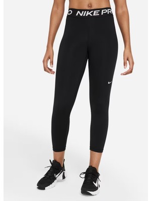 Nike Pro CZ9803-013 Normal Belli File Panelli Crop Kadın Taytı - Siyah