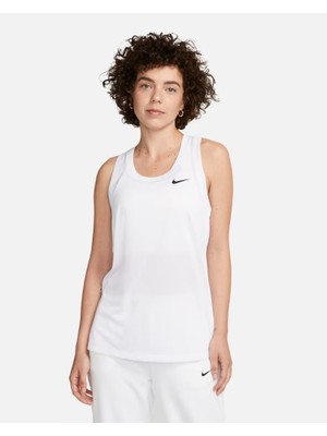 Nike Dri-Fıt DX0706-100 Yarışçı Sırtlı Kadın Atleti - Beyaz
