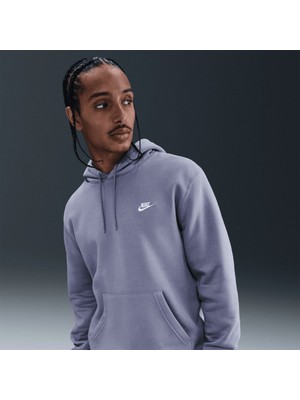 Nike FN3859-499 Club Fleece Erkek Kapüşonlu Sweatshirt - Lila