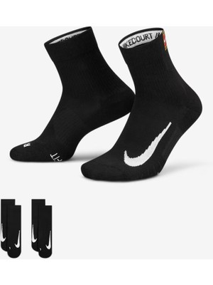Nikecourt Multiplier Max CU1309-010 Tenis Bilek Çorapları (2 Çift) - Siyah