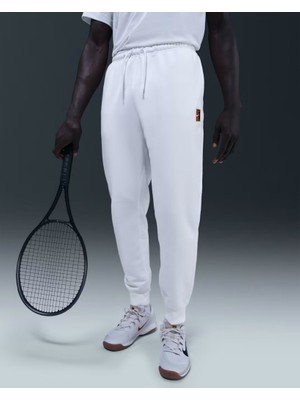 Nikecourt HM6766-100 Heritage Dri-Fıt Fleece Erkek Tenis Jogger'ı - Beyaz