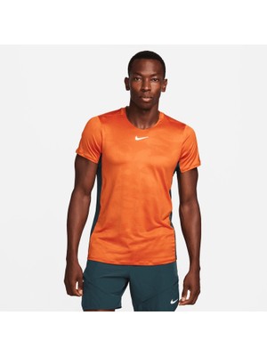 Nikecourt Dri-Fıt Advantage Baskılı Erkek Turuncu Tenis Tişört DX5538-893