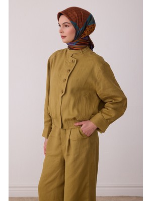 Belli Geometrik Desen %100 Twill Ipek Eşarp BE23-51