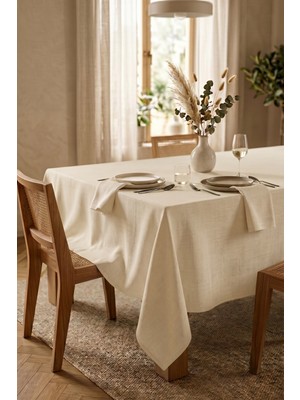 Dokuar Keten Dokulu Modern Düz Renk Polyester Dertsiz Masa Örtüsü