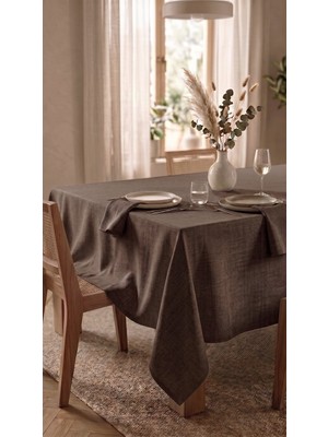 Dokuar Keten Dokulu Modern Düz Renk Polyester Dertsiz Masa Örtüsü