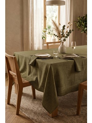 Dokuar Keten Dokulu Modern Düz Renk Polyester Dertsiz Masa Örtüsü