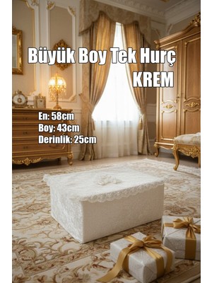 Dolozena Çeyizlik Büyük Tek Hurç Çiçekli, Kadife Tek Hurç Çeyizlik Dantelli Hurç, Büyük Boy Hurç
