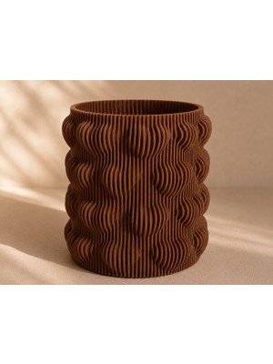 Kahveci Elektronik Store 3D Baskı Kalpli Dekoratif Vazo - Modern Çiçeklik ve Masaüstü Süsü-Kahverengi