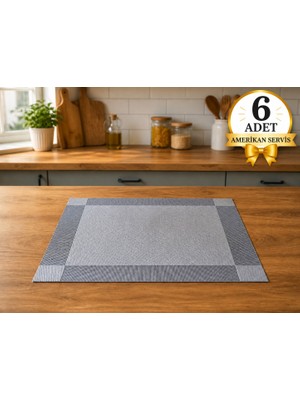 Pinkev 6 Kişilik Pvc Amerikan Servis Supla Seti - 30X45CM