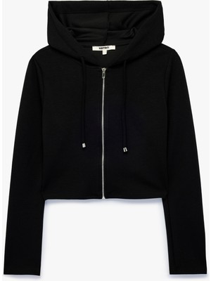 Koton Slim Fit Uzun Kollu Kapüşonlu Fermuarlı Modal Boxy Sweatshirt