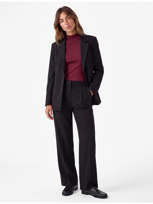 Koton Regular Fit Fleto Çift Cepli Uzun Kollu Geniş Yaka Blazer Ceket