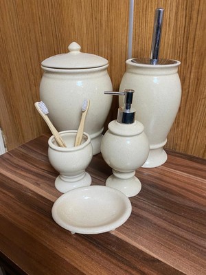 Red Seramik Naomi Collection 5 Parça Simli Bej Banyo Seti