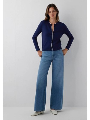 Mavi Biye Detaylı Slim Fit Lacivert Kadın Hırka 1710938-84371