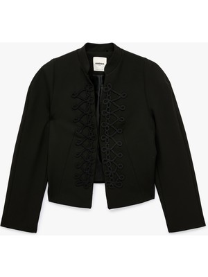 Koton Süslü Işlemeli Mandarin Yaka Uzun Kollu Blazer Ceket