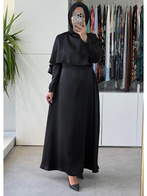 Nuss 2043 Saten Elbise Siyah